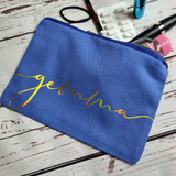 Personalised Canvas Make Up Bag with Rose Gold Zipper