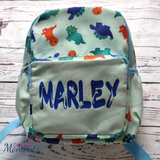 Personalised Kids Dinosaur Print Mini Backpack/Schoolbag with Name. Nursery Bag/Changing Bag