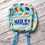 Personalised Kids Dinosaur Print Mini Backpack/Schoolbag with Name. Nursery Bag/Changing Bag