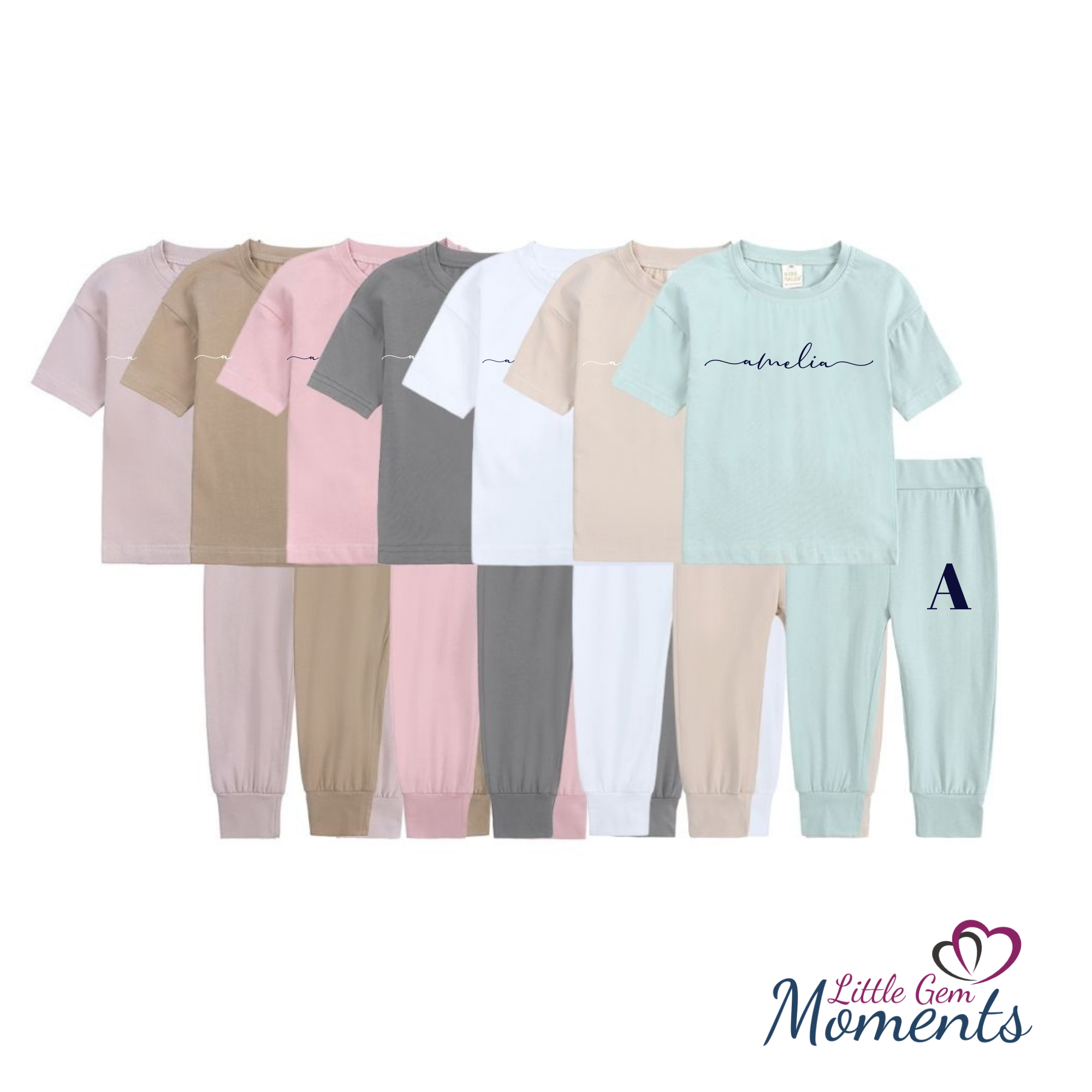 Personalised Kids Tales Short Sleeved Lounge Set. Kids Summer Outfit. Little Gem Moments