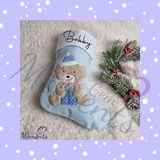 Personalised Baby Teddy Bear Christmas Stocking - Pink or Blue