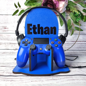 Personalised Wooden Gaming Controller and Headset Holder
