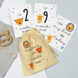 Scandi Animals Milestone Cards in Personalised Keepsake Bag