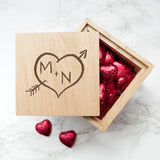Personalised Carved Heart Oak Photo Cube