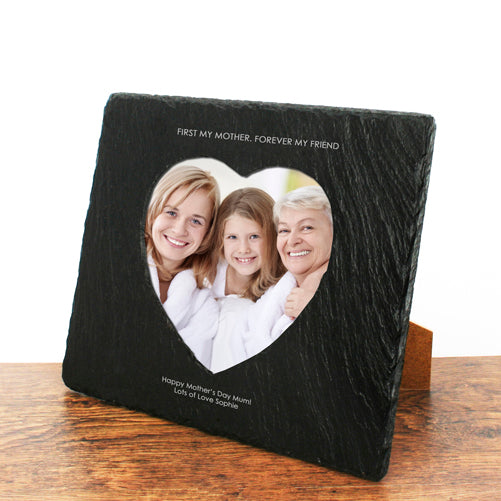 First My Mother Forever My Friend Heart Slate Photoframe