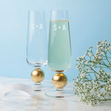 Monogrammed LSA Gold Detail Champagne Glasses Cross 3
