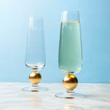 Monogrammed LSA Gold Detail Champagne Glasses 