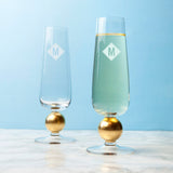 Monogrammed LSA Gold Detail Champagne Glasses Diamond