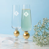 Monogrammed LSA Gold Detail Champagne Glasses Diamond 2