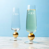 Monogrammed LSA Gold Detail Champagne Glasses Highlow