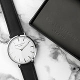 Men's Modern-Vintage Personalised Leather Watch In Black
