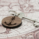 Anchor and Initial Round Wooden Keyring