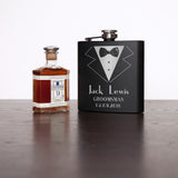 Thank You Groomsman Personalised Black Matte Hip Flask