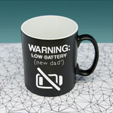 Warning: New Dad Black Matte Mug