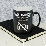 Warning: New Dad Black Matte Mug