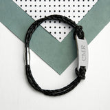 Personalised Men's Statement Leather Bracelet in Black