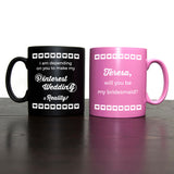 Will You Be My Bridesmaid Pinterest Wedding Mug Pink and Black