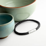 Personalised Men's Capsule Tube Woven Bracelet In Black