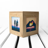Personalised Couple's Names Oak Photo Cube