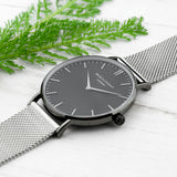 Personalised Men's Metallic Silver Watch With Black Face