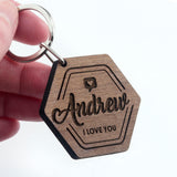Personalised 'I Love You' Engraved Keyring