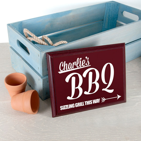 Personalised BBQ This Way! Garden Plaque