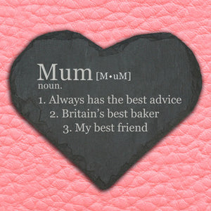 Personalised Definition of Mummy Heart Slate Keepsake