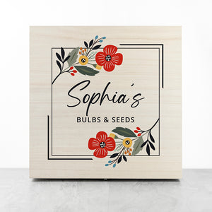 Personalised Floral Frame Garden Accessories Box
