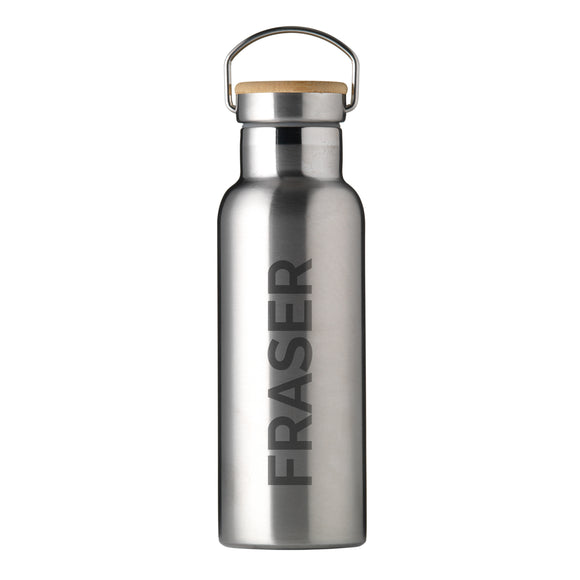 Personalised Insulated Bottle 17oz Bamboo Lid - Side Personalisation