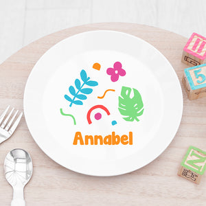 Personalised Kids Colourful Shapes Plastic Plate