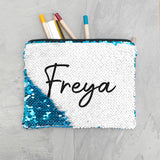 Personalised Kids Hidden Message Sequin Pencil Case - Blue