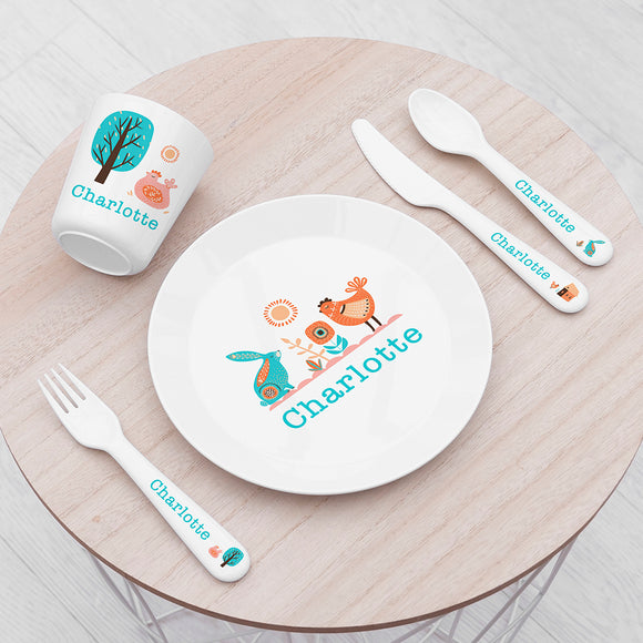 Personalised Kids Scandi Summer Plastic Dining Set