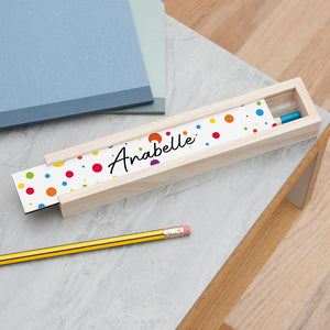 Personalised Kids Slim Polka Dot Pencil Box