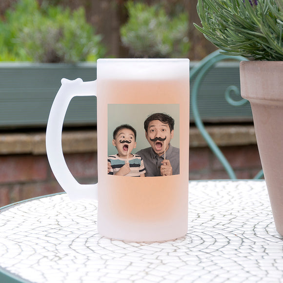 Personalised Photo and Message Frosted Beer Stein