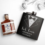 Thank You Groomsman Personalised Black Matte Hip Flask